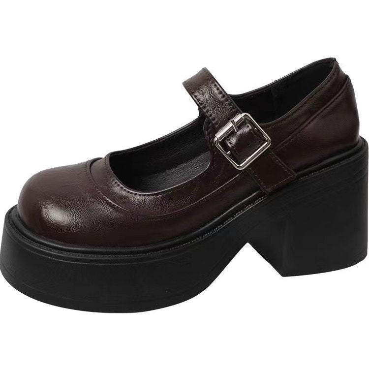 Damen Mary-Jane-Pumps mit Blockabsatz und verstellbarem Riemen