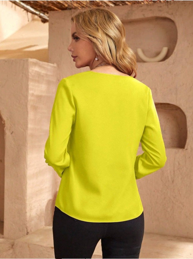 W&W Mode | Damen Satinbluse Imitation Seide Shirt