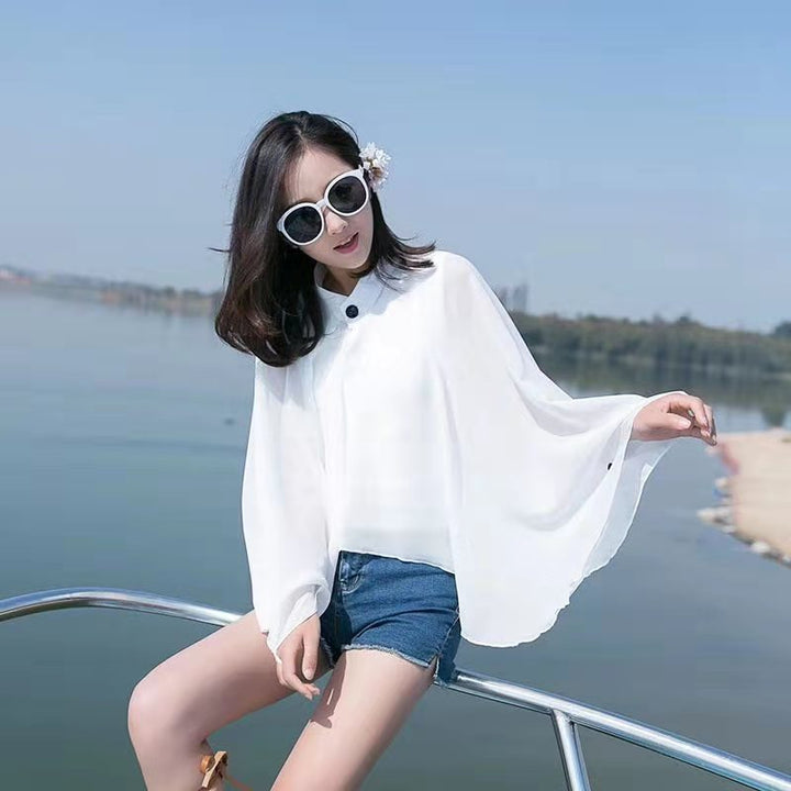 Damen Luftiger Chiffon-Kimono mit weit ausgestellten Ärmeln W&W Mode