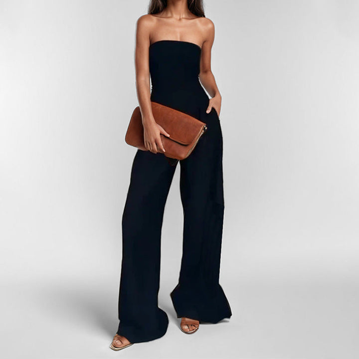 Damen Jumpsuit mit elegantem schulterfreiem Design und weitem Bein W&W Mode