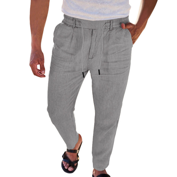Herren lässige Leinenhose mit elastischem Bund W&W Mode