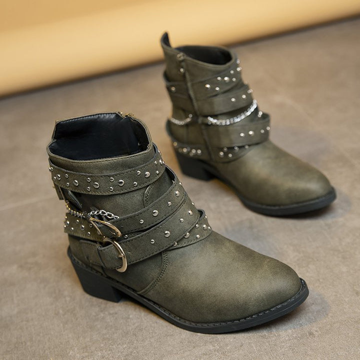 Damen Stiefeletten mit modischem Riemen-Design und dekorativen Akzenten W&W Mode
