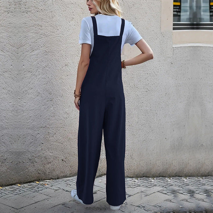 Damen Latzhose im relaxierten Palazzo-Stil mit praktischen Taschen und verstellbaren Trägern W&W Mode