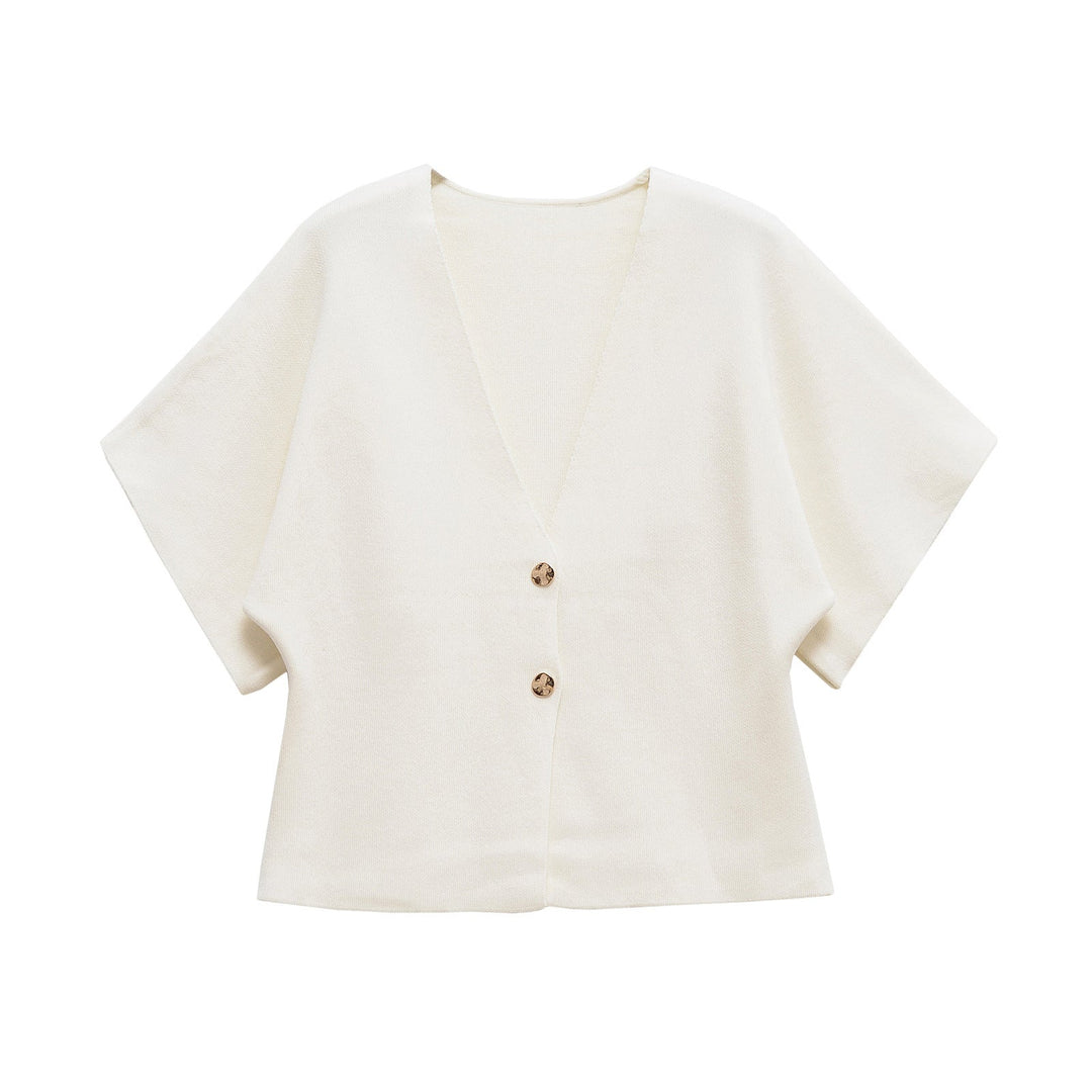 Damen leichte Strickjacke mit elegantem V-Ausschnitt und luxuriösen Knopfdetails W&W Mode