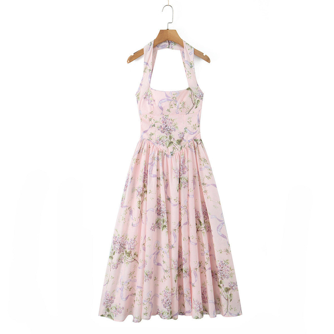 Damen Blumiges Maxikleid mit halterlosem Ausschnitt W&W Mode