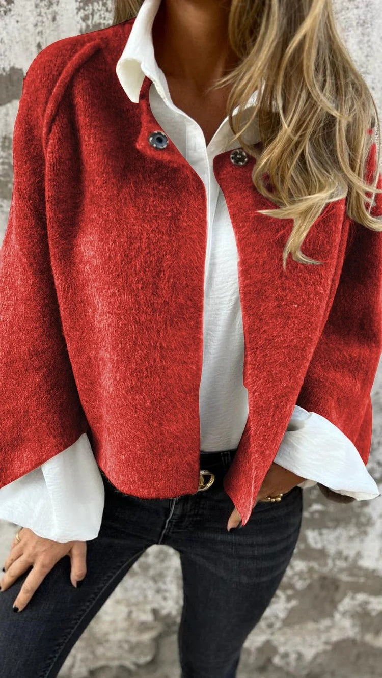 Damen kurzer Mantel aus Kaschmirimitat mit Polyester und Elasthan