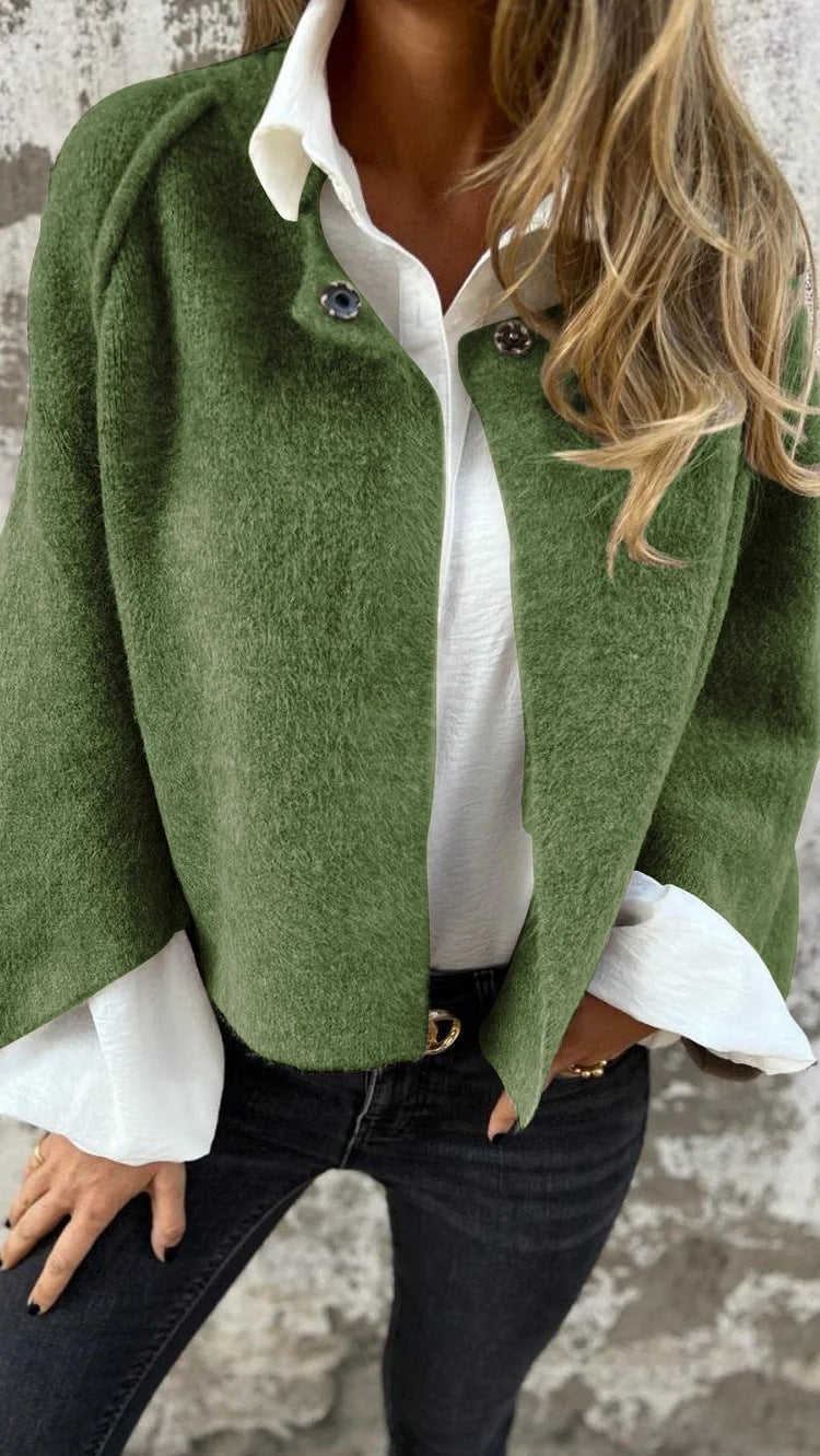Damen kurzer Mantel aus Kaschmirimitat mit Polyester und Elasthan