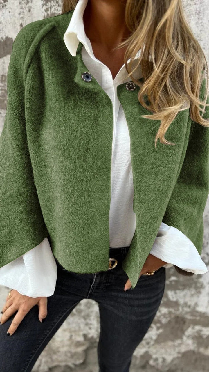 Damen kurzer Mantel aus Kaschmirimitat mit Polyester und Elasthan