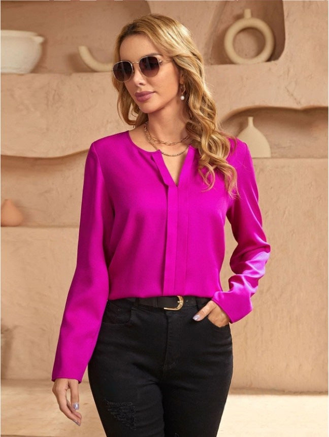 W&W Mode | Damen Satinbluse Imitation Seide Shirt