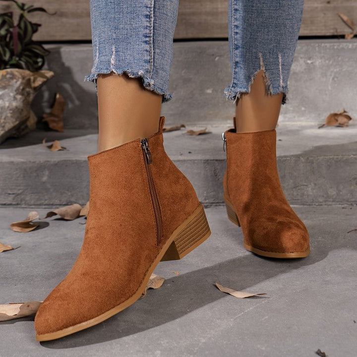 Damen Stiefeletten mit elegantem Reißverschluss und komfortablem Blockabsatz W&W Mode