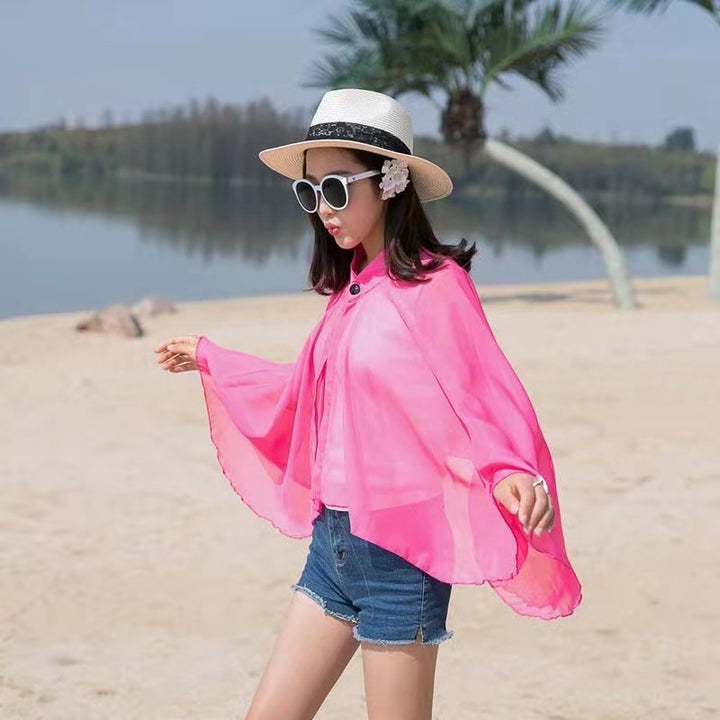 Damen Luftiger Chiffon-Kimono mit weit ausgestellten Ärmeln W&W Mode