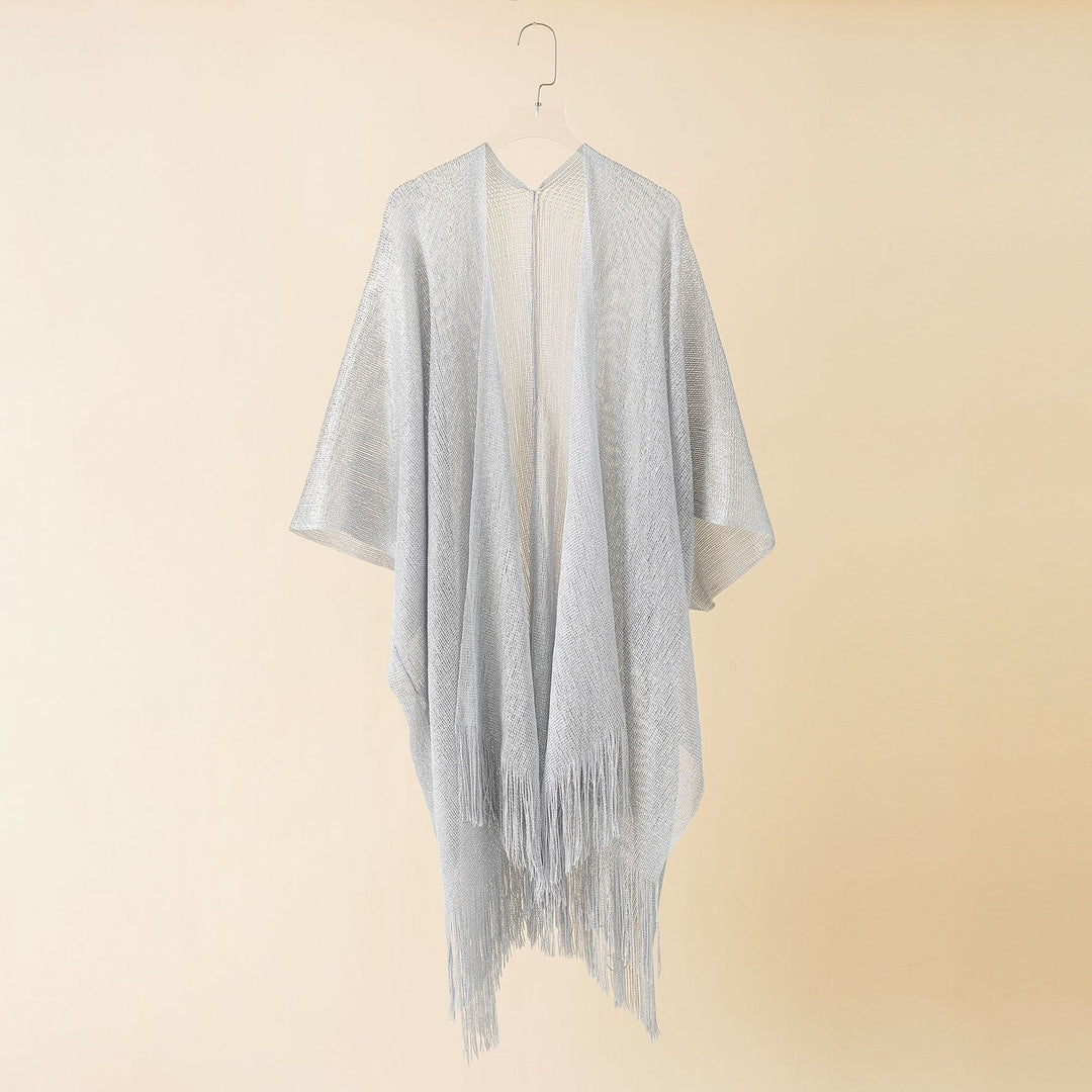 Damen Fransen-Kimono aus transparenter, luftiger Struktur W&W Mode