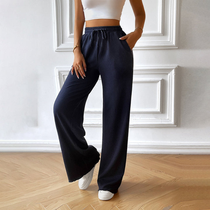 Damen weite Sommerhose mit elastischem Bund und seitlichen Eingrifftaschen W&W Mode