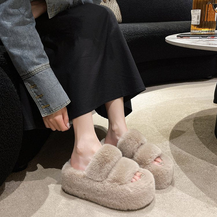 Damen Flauschige Hausschuhe mit bequemer Polsterung und weichem Obermaterial W&W Mode