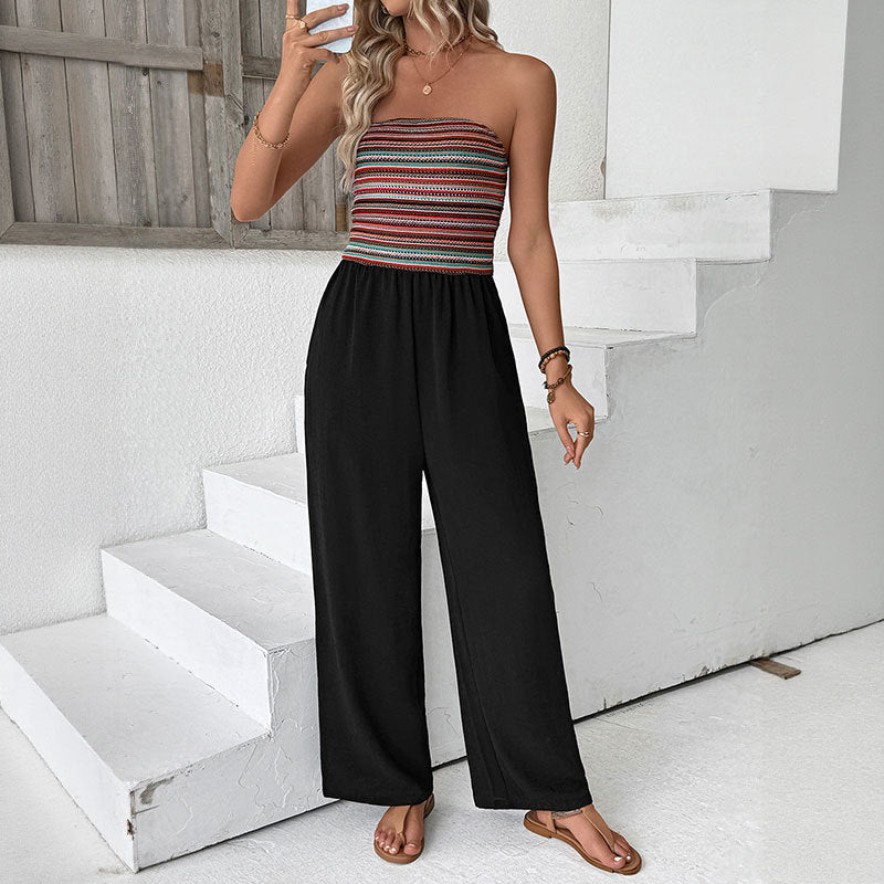 Damen Jumpsuit mit Bandeau-Oberteil und weitem Bein W&W Mode