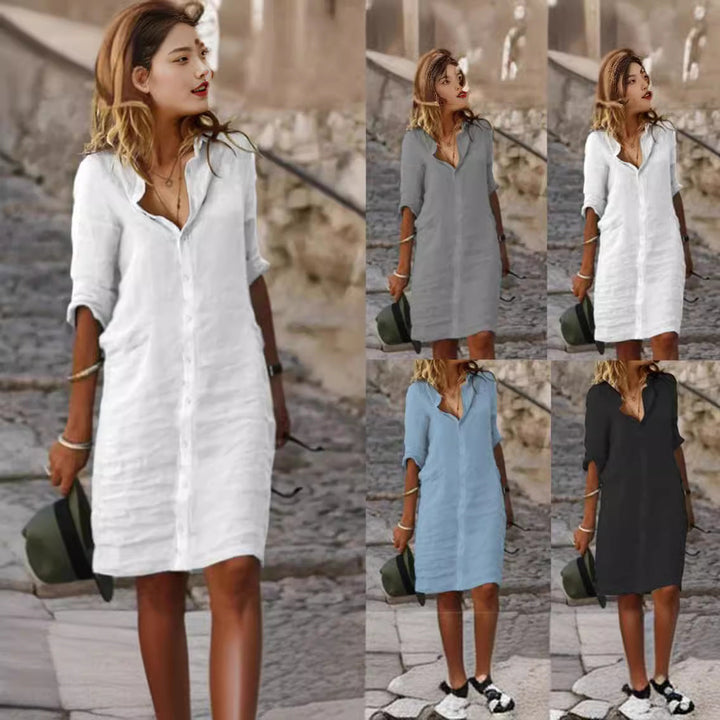 Damen lässiges Hemdkleid mit schicken Details W&W Mode