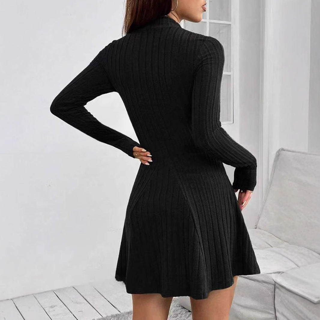 Damen Strickkleid mit strukturiertem Design und langem Ärmel W&W Mode