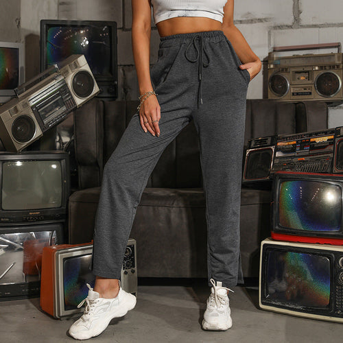 Damen Sportliche Jogginghose mit elastischem Bund und seitlichen Eingrifftaschen W&W Mode