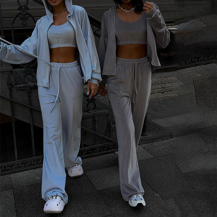 Damen Sportliches Lounge-Set mit lässigem Hoodie und elastischen Hosen W&W Mode