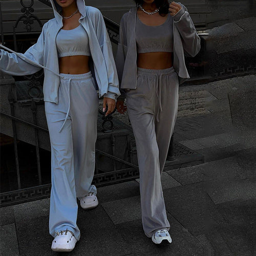 Damen Sportliches Lounge-Set mit lässigem Hoodie und elastischen Hosen W&W Mode