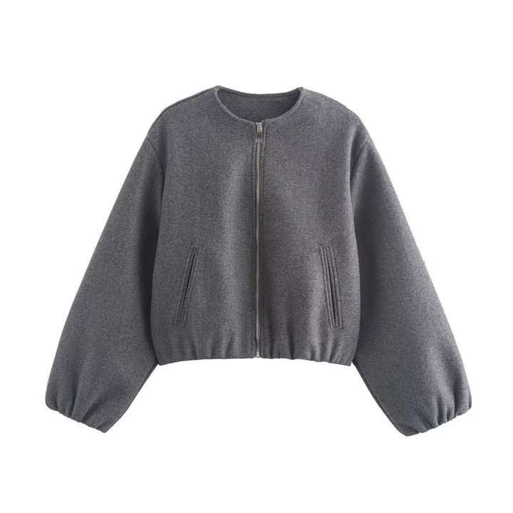 Damen lockere Blousonjacke aus weichem Material W&W Mode