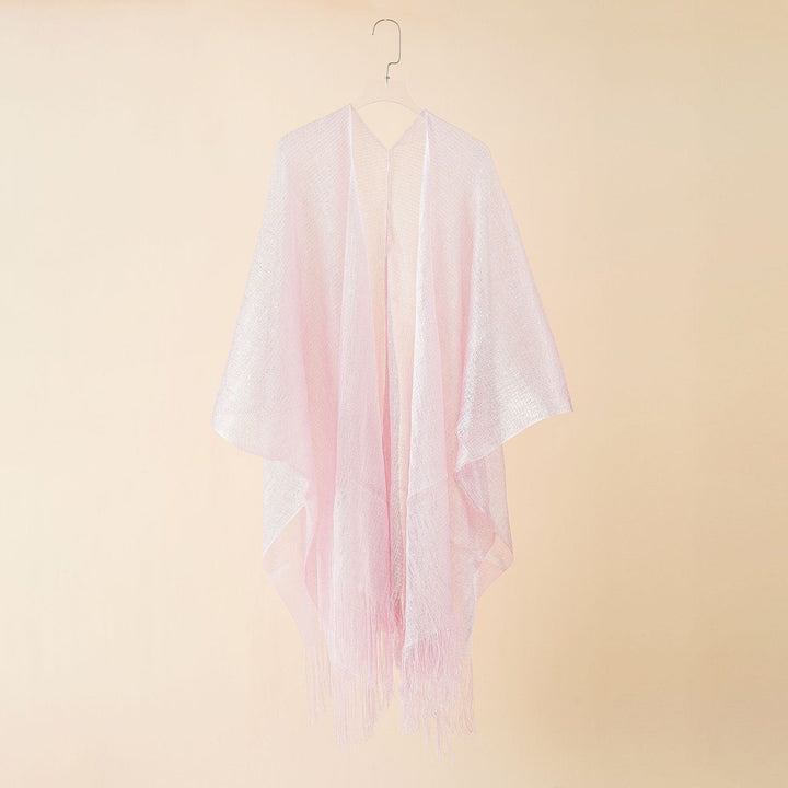Damen Fransen-Kimono aus transparenter, luftiger Struktur W&W Mode