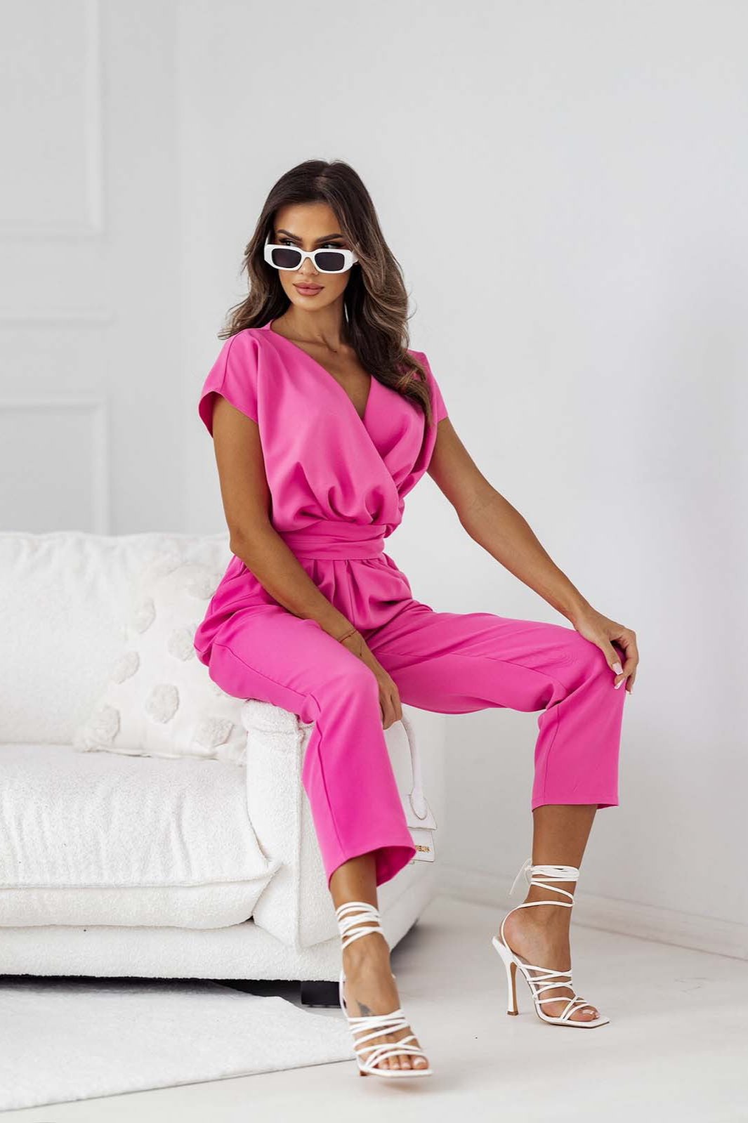 W&W Mode | Farbe V-ausschnitt Kurzarm Jumpsuit Für Urlaub