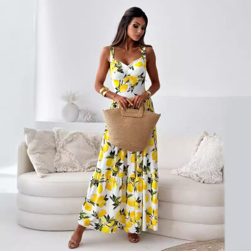 Damen Statement-Maxikleid mit Rüschen und hohem Kragen