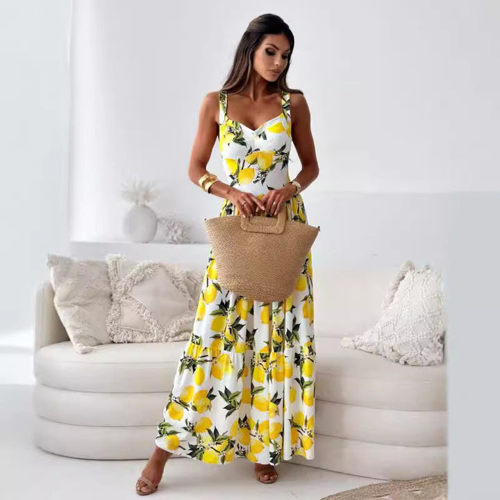 Damen Statement-Maxikleid mit Rüschen und hohem Kragen
