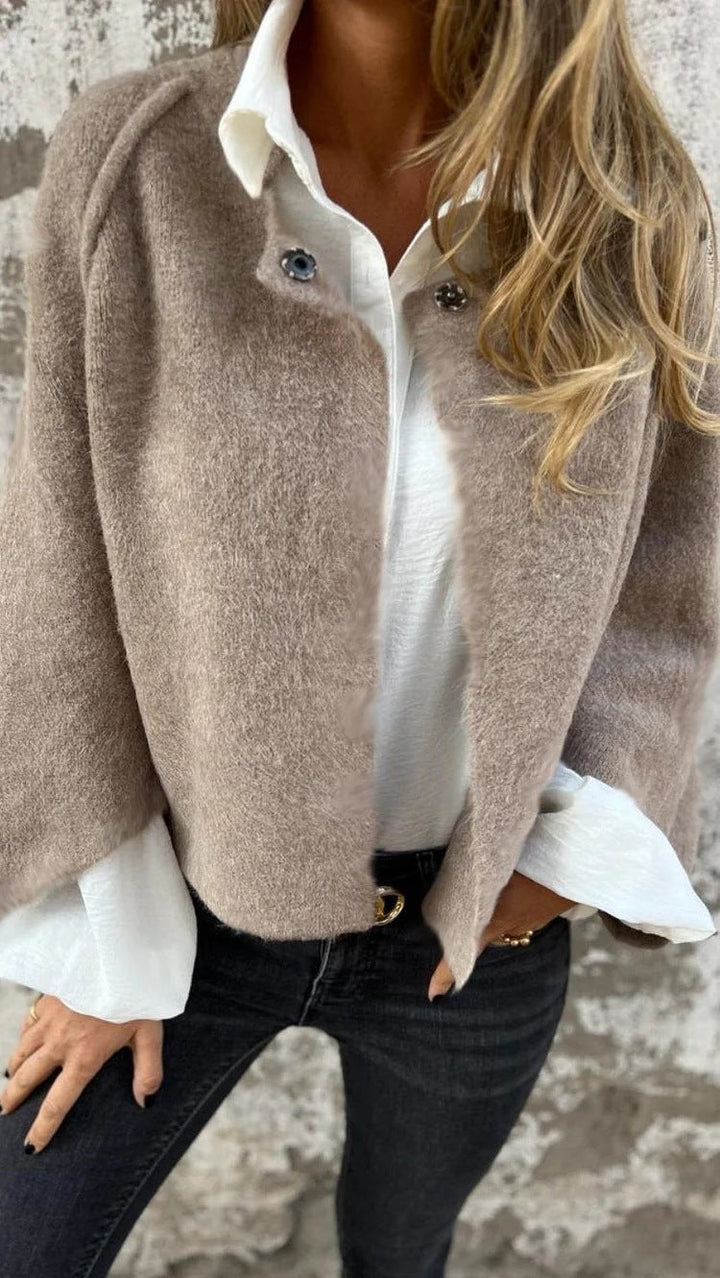 Damen kurzer Mantel aus Kaschmirimitat mit Polyester und Elasthan