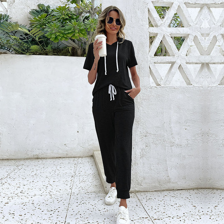 Damen Jumpsuit mit bequemem Kordelzug und lässigem Kurzarmdesign W&W Mode