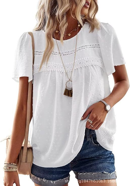 Damen Bluse mit besticktem Kragen und Rüschendetails W&W Mode
