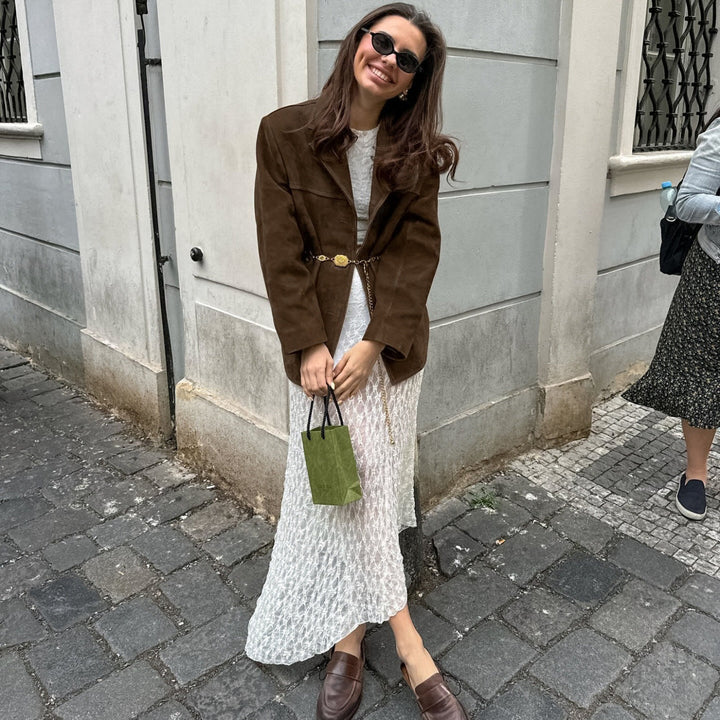 Damen elegante Wildlederjacke im modischen Oversized-Stil W&W Mode