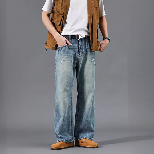 Herren entspannte Jeans im modernen Destroyed-Look W&W Mode