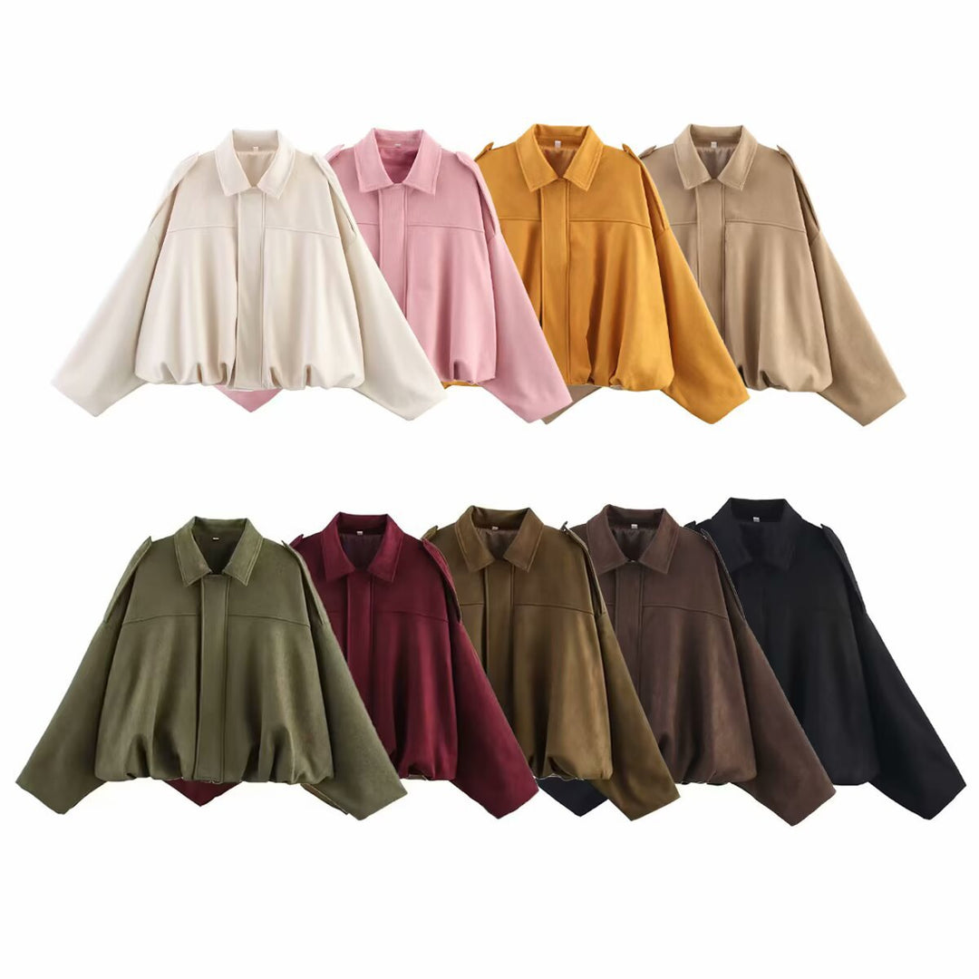 Damen Oversized Jacke mit lässiger Schnittführung und abnehmbaren Kragen W&W Mode