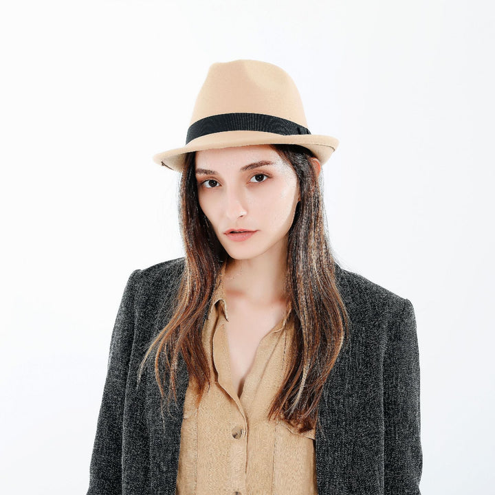 Damen Fedora-Hut aus hochwertigem Wollmix mit stilvollem Band W&W Mode