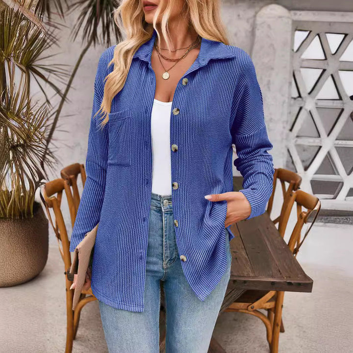 Damen lässige Strickjacke mit Knopfleiste W&W Mode