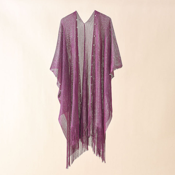 Damen transparenter Kaftan mit fransigen Kanten und elegantem Design W&W Mode