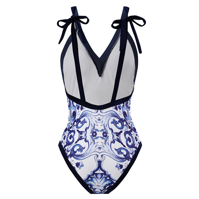 Damen Strandpareo mit elegantem floralen Design und verstellbarem Bindegürtel W&W Mode