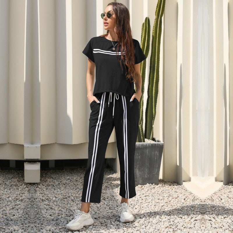 Damen Freizeitanzug mit bequemen Taschen und elastischem Bund W&W Mode