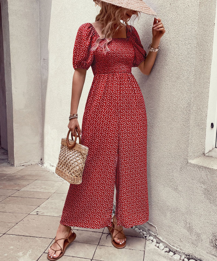 Damen Oversized Jumpsuit mit Puffärmeln und elastischem Taillenbund W&W Mode