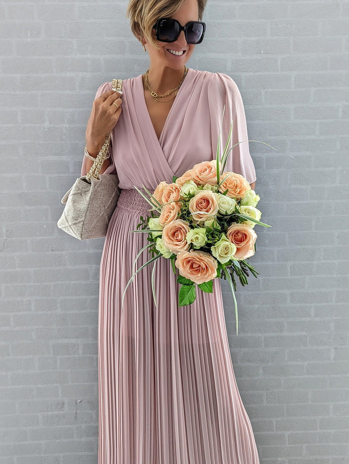 Damen Eleganter Jumpsuit mit tiefem V-Ausschnitt und voluminösen Ärmeln W&W Mode