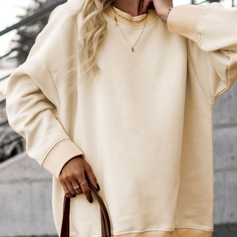 Damen Oversized Sweatshirt mit gestepptem Design und Komfort Fit W&W Mode