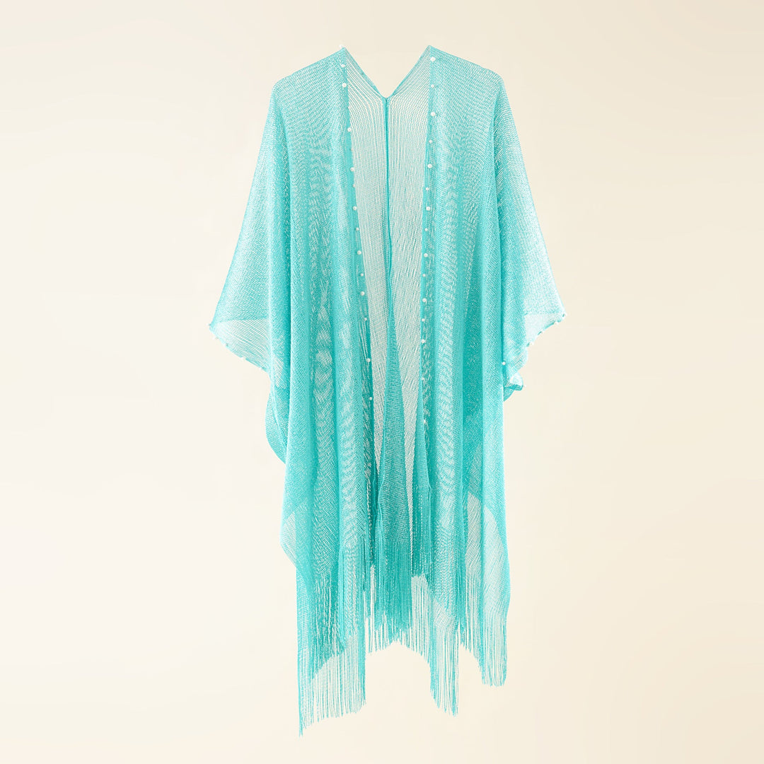Damen transparenter Kaftan mit fransigen Kanten und elegantem Design W&W Mode