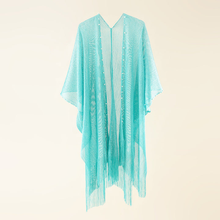 Damen transparenter Kaftan mit fransigen Kanten und elegantem Design W&W Mode