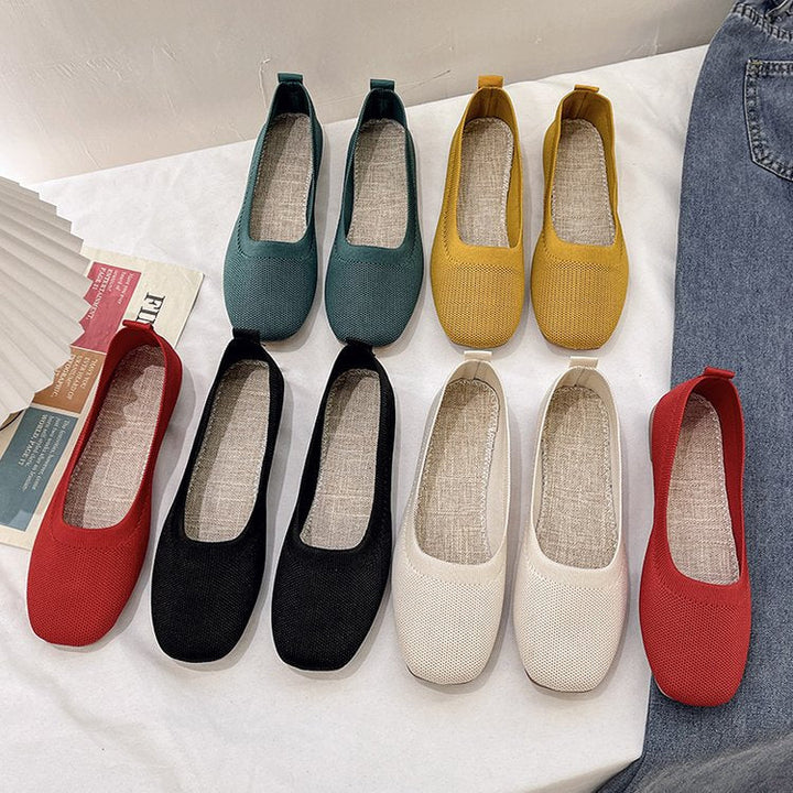 Damen Bequeme Slip-On Ballerinas mit atmungsaktiver Obermaterialstruktur W&W Mode