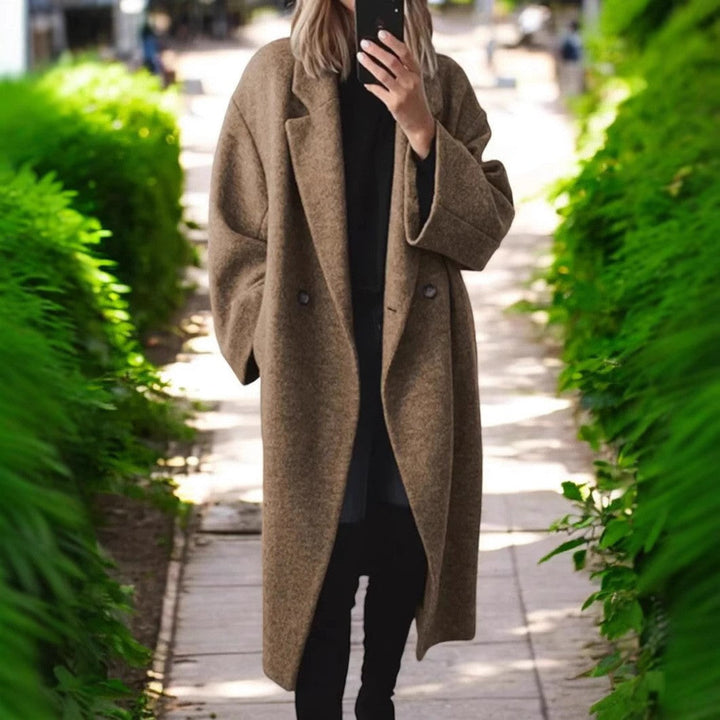 Damen Oversized Wollmantel mit eleganter Schnittführung und dezenten Druckknöpfen W&W Mode