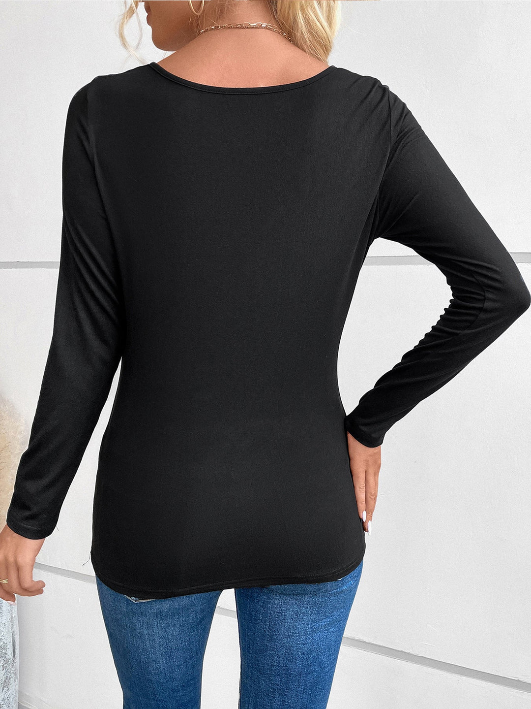 W&W Mode | Strassbesetztes Fake-Zweiteiliges Langarmshirt