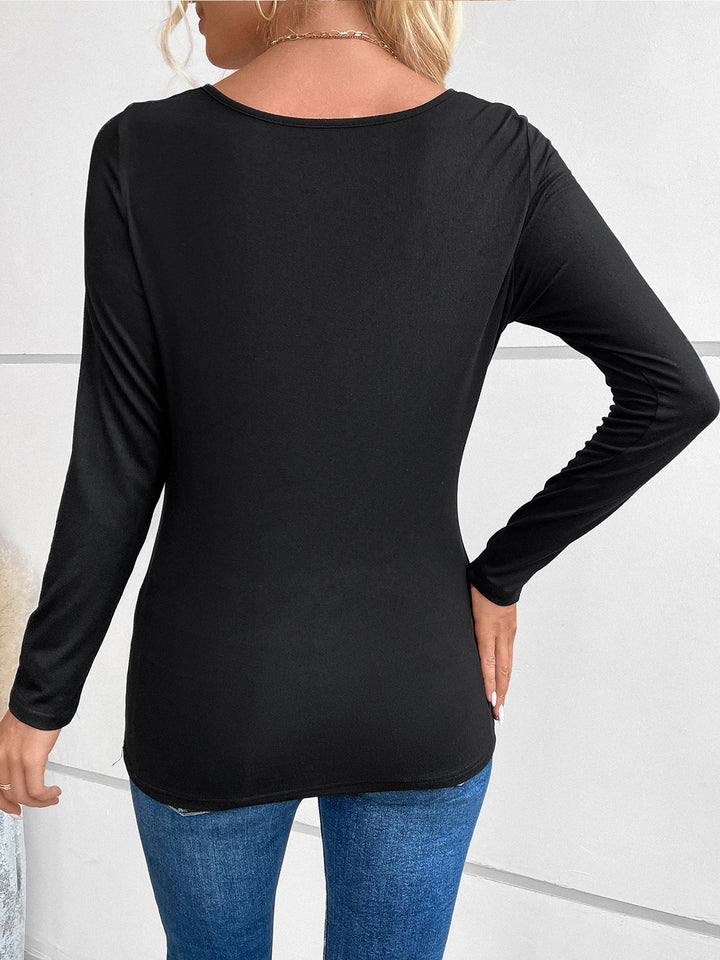 W&W Mode | Strassbesetztes Fake-Zweiteiliges Langarmshirt