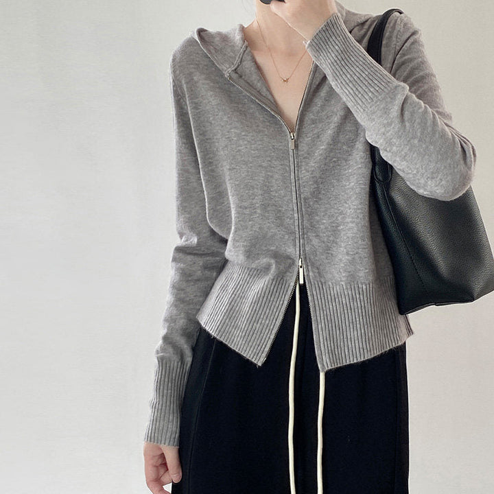 W&W Mode | Strickjacke Mit Kapuze Und Reißverschluss